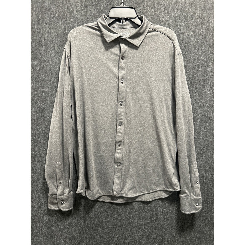 UNTUCKit Button Down Shirt Mens Large Gray Performance Stretch Tee